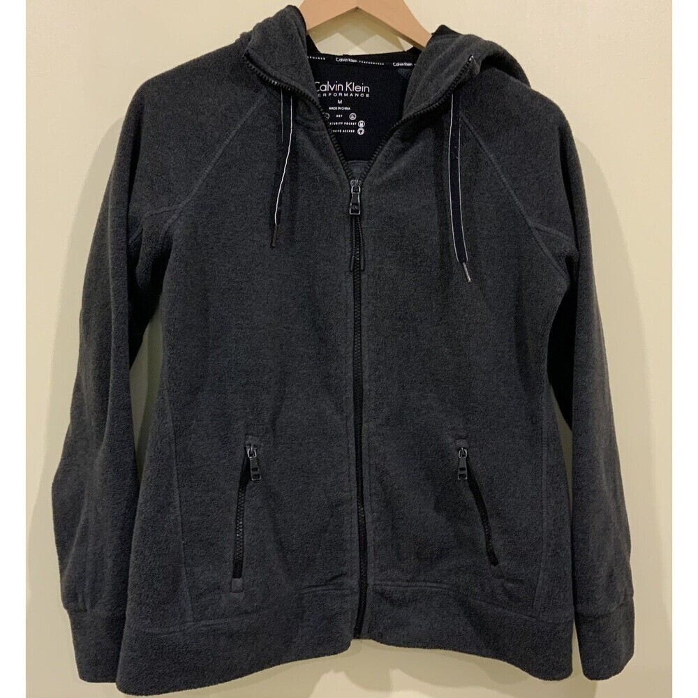 Calvin Klein Performance Jacket Activewear Zip Front Hooded Gray Size Medium